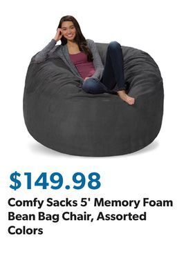 Sam's Club Comfy sacks 5' memory foam bean bag chair, assorted colors offer