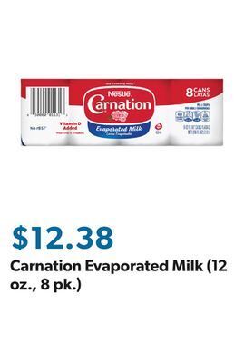 Sam's Club Carnation evaporated milk (12 oz., 8 pk.) offer