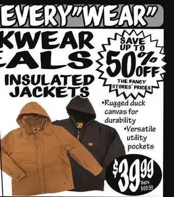 Ollie's Workwear deals insulated jackets offer