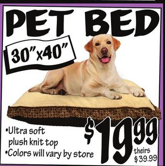 Ollie's 30" x 40" pet bed offer
