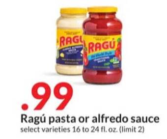 Hy-Vee Ragú pasta or alfredo sauce offer