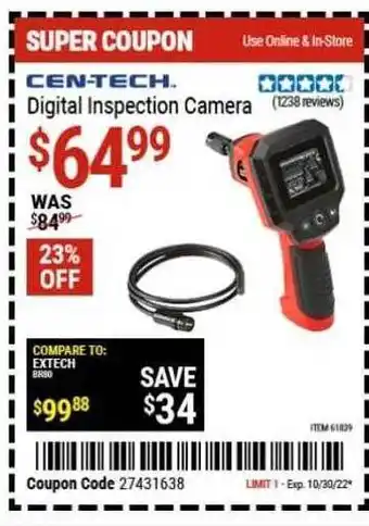 Harbor Freight Tools Cen-tech digital inspection camera offer