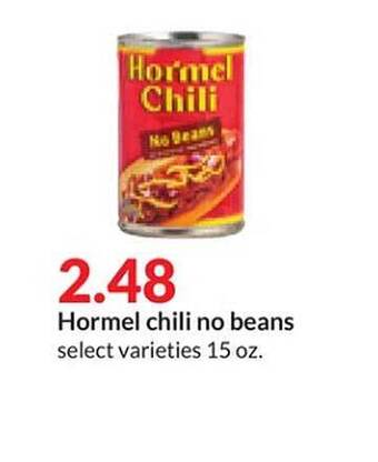 Hy-Vee Hormel chili no beans offer