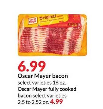 Hy-Vee Oscar mayer bacon or fully cooked bacon offer