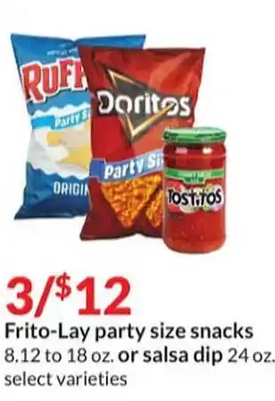 Hy-Vee Frito-lay party size snacks or salsa dip offer