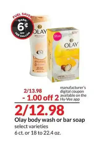 Hy-Vee Olay body wash or bar soap offer