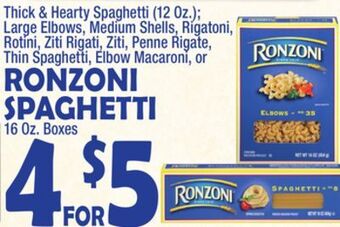 Bravo Supermarkets Ronzoni spaghetti 16 oz. boxes offer
