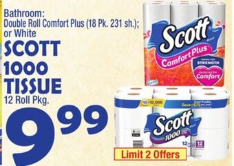 Bravo Supermarkets Scott 1000 tissue 12 roll pkg offer