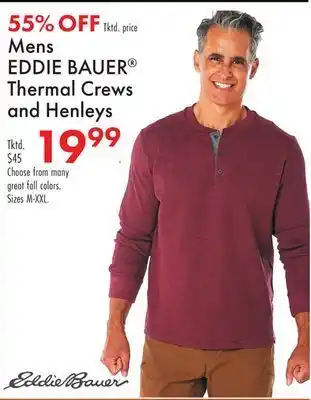 Boscov's Mens eddie bauer® thermal crews and henleys offer