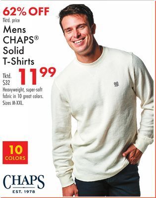 Boscov's Mens chaps® solid t-shirts offer