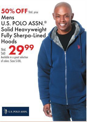 Boscov's Mens u.s polo assn. ® solid heavyweight fully sherpa-lined hoods offer