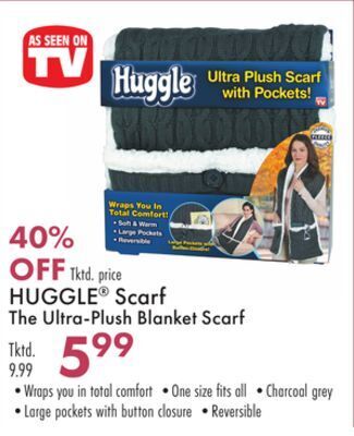 Boscov's Huggle® scarf the ultra-plush blanket offer