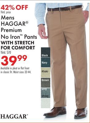 Boscov's Mens haggar® premium no iron™ pants offer