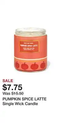 Bath & Body Works Pumpkin spice latte single wick candle offer
