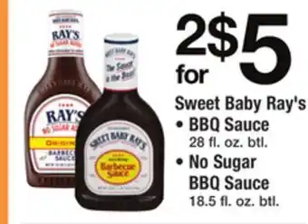ACME Sweet baby ray's bbq sauce 28 fl. oz. btl., no sugar bbq sauce 18.5 fl. oz. btl. offer