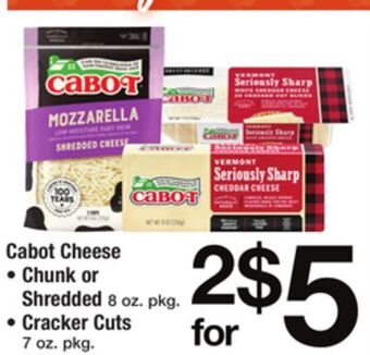 ACME Cabot cheese chunk or shredded 8 oz. pkg., cracker cuts 7 oz. pkg. offer