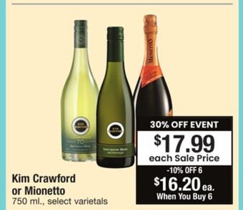 ACME Kim crawford or mionetto offer