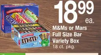 ACME M & ms or mars full size bar variety box offer