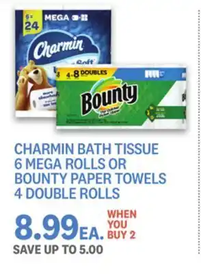 Kings Food Markets Charmin bath tissue 6 mega rolls or bounty paper towels 4 double rolls offer
