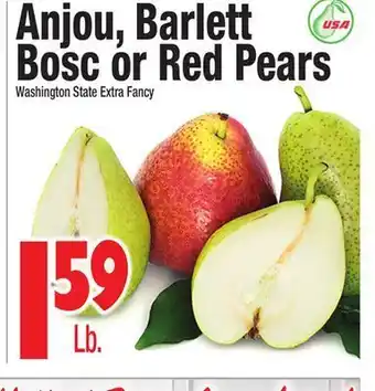 King Kullen Anjou, barlett bosc or red pears offer