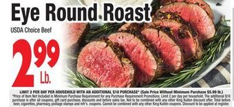 King Kullen Eye round roast offer