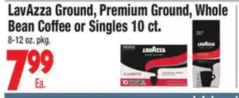 King Kullen Lavazza ground, premium ground, whole bean coffee or singles 10 ct offer