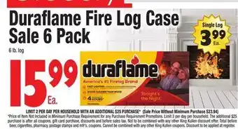 King Kullen Duraflame fire log case sale 6 pack offer