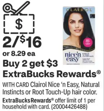 CVS Clairol nice'n easy, natural instincts or root touch-up hair color offer