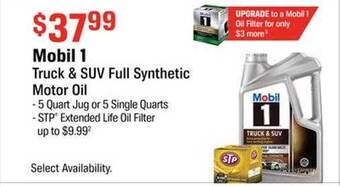 AutoZone Mobil 1 truck & suv full synthetic motor oil offer