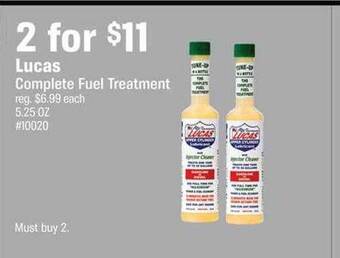 AutoZone Lucas complete fuel treatment offer