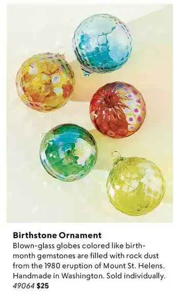 Uncommon Goods Birthstone ornament offer
