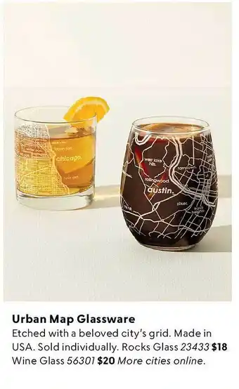 Uncommon Goods Urban map glassware offer