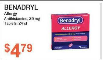 Health Mart Benadryl Allergy Antihistamine, 25 Mg Tablets, 24 Ct offer