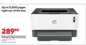 Staples Hp Neverstop 1001nw Wireless Black & White Cartridge-free-tank Printer offer