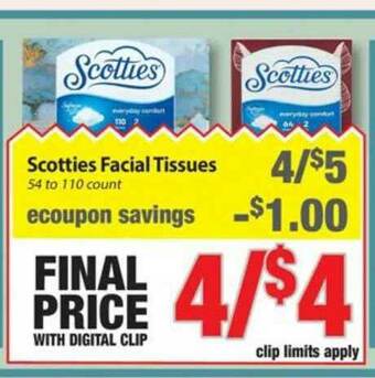 Weis Markets Scotties Facial Tissues offer