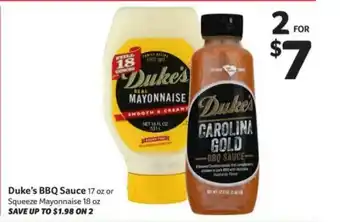 Winn Dixie Duke's Bbq Sauce Or Squeeze Mayonnaise offer