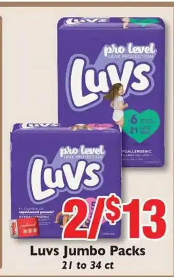 Weis Markets Luvs Jumbo Packs 21 To 34 Ct offer
