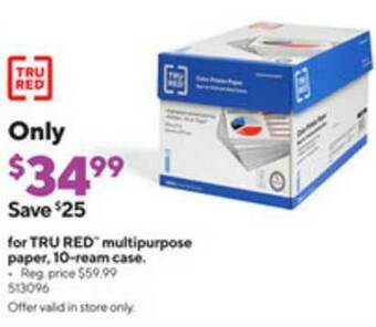 Staples Tru Red Multipurpose Paper, 10-ream Case offer