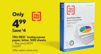 Staples Tru Red Multipurpose Paper, Letter, 500 Sheets offer