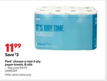 Perk Choose-a-size 2-ply Paper Towels, 8 Rolls