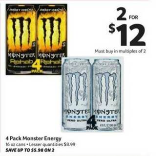 Winn Dixie 4 Pack Monster Energy offer