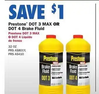 Carquest Prestone dot 3 mex or dot 4 brake fluid offer