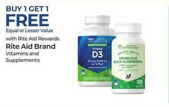 Rite Aid Rite aid brand vitamins and supplements offer