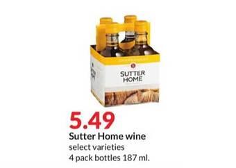 Hy-Vee Sutter home wine offer