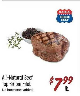 Sprouts Farmers Market Allnatural beef top sirloin filet offer