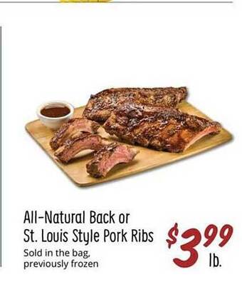 Sprouts Farmers Market Allnatural back or st louis style pork ribs offer
