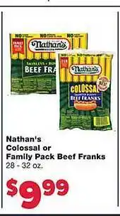 Sun Mart Athan's colossal or family pack beef franks offer