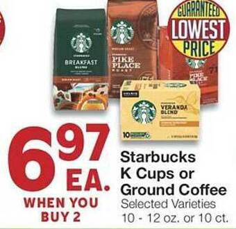 United Supermarkets Starbucks k cups or ground coffee offer