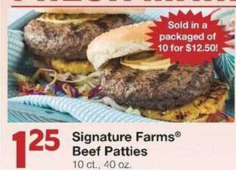 United Supermarkets Signature farms beef patties offer