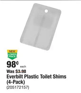 The Home Depot Everbilt plastic toilet shims (4-pack) offer